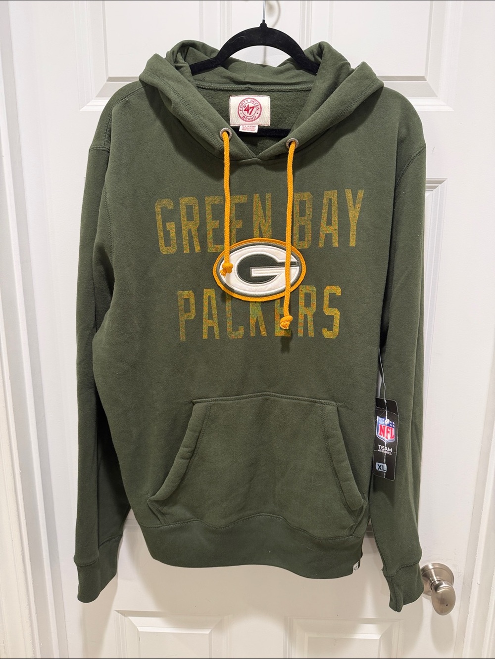 NWT Men's 47 Brand Green Bay Packers Hoodie  Varsity green gold XL LOGO NFL